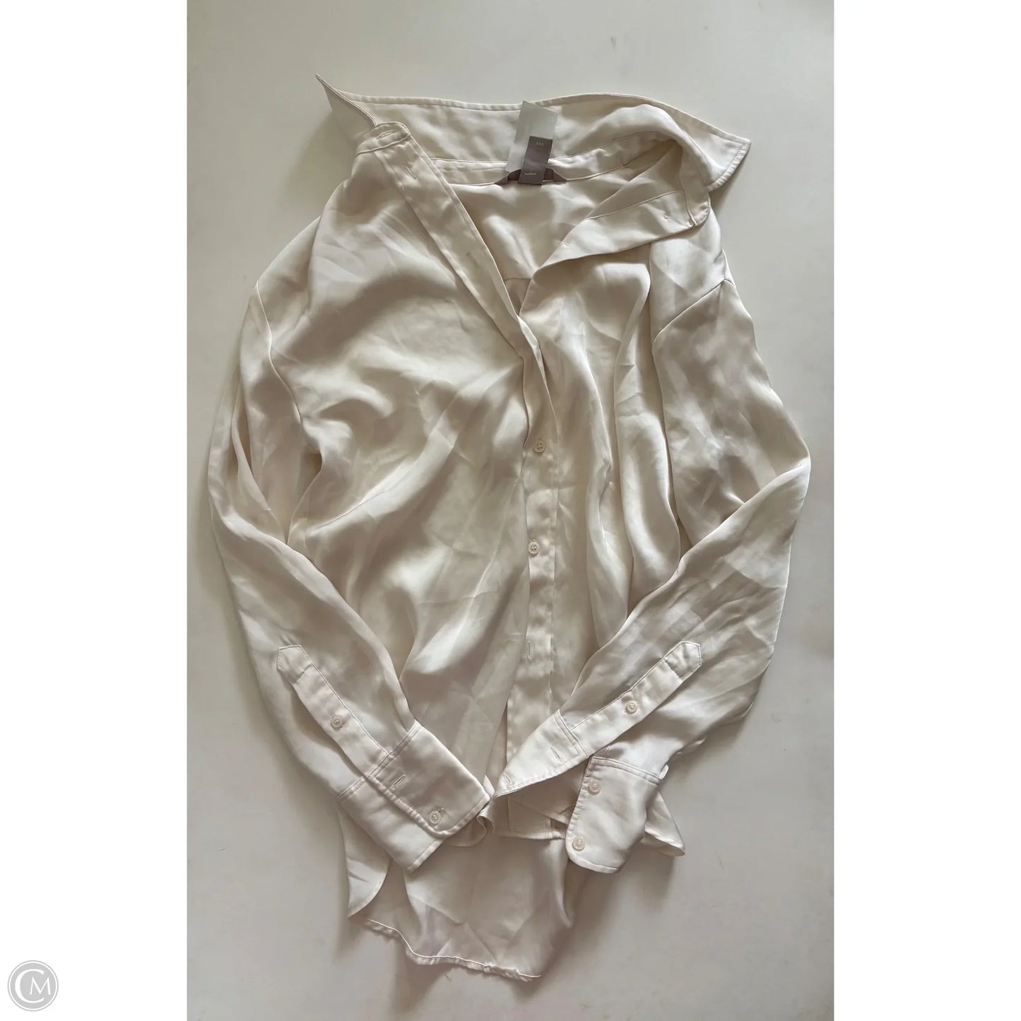Blouse Long Sleeve By H&m In Cream, Size: S