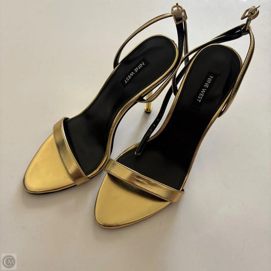 Shoes Heels Kitten By Nine West In Gold, Size: 9