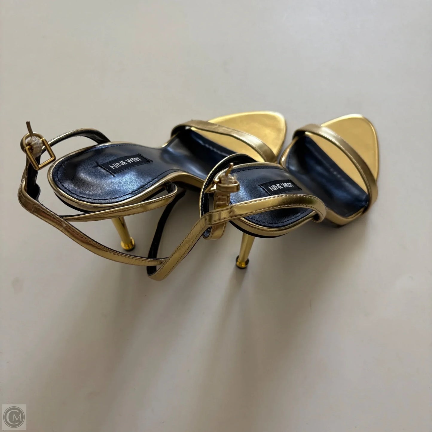 Shoes Heels Kitten By Nine West In Gold, Size: 9