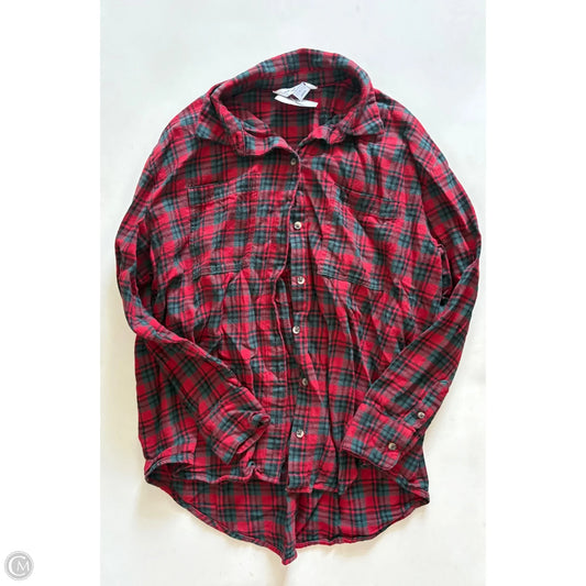 Top Long Sleeve By Old Navy In Plaid Pattern, Size: L