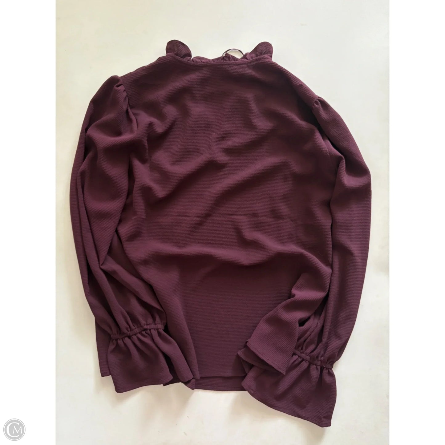 Blouse Long Sleeve By Cece In Maroon, Size: S