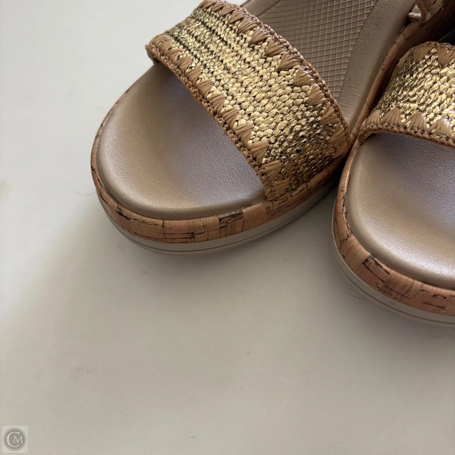 Sandals Heels Wedge By Life Stride In Gold, Size: 10