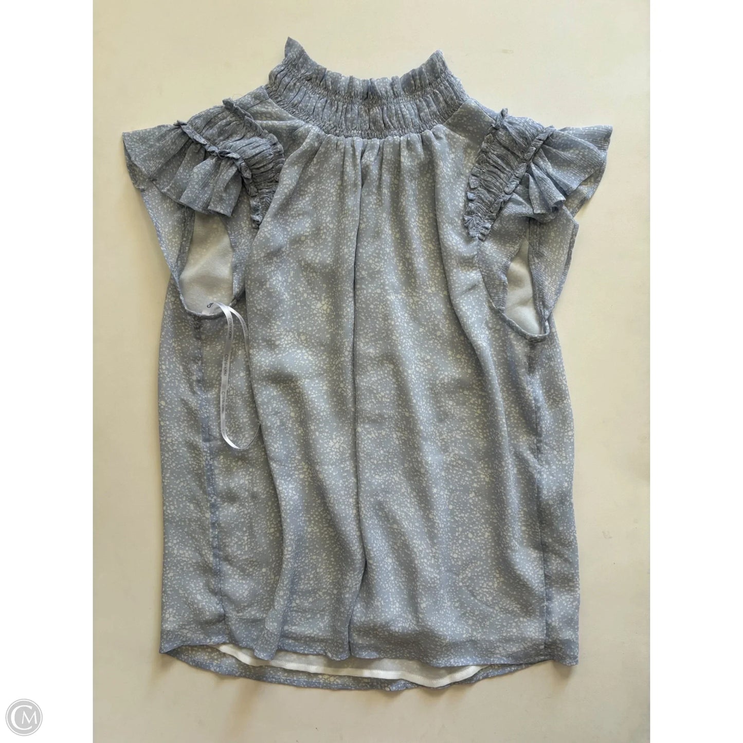 Blouse Short Sleeve By Calvin Klein In Blue, Size: M