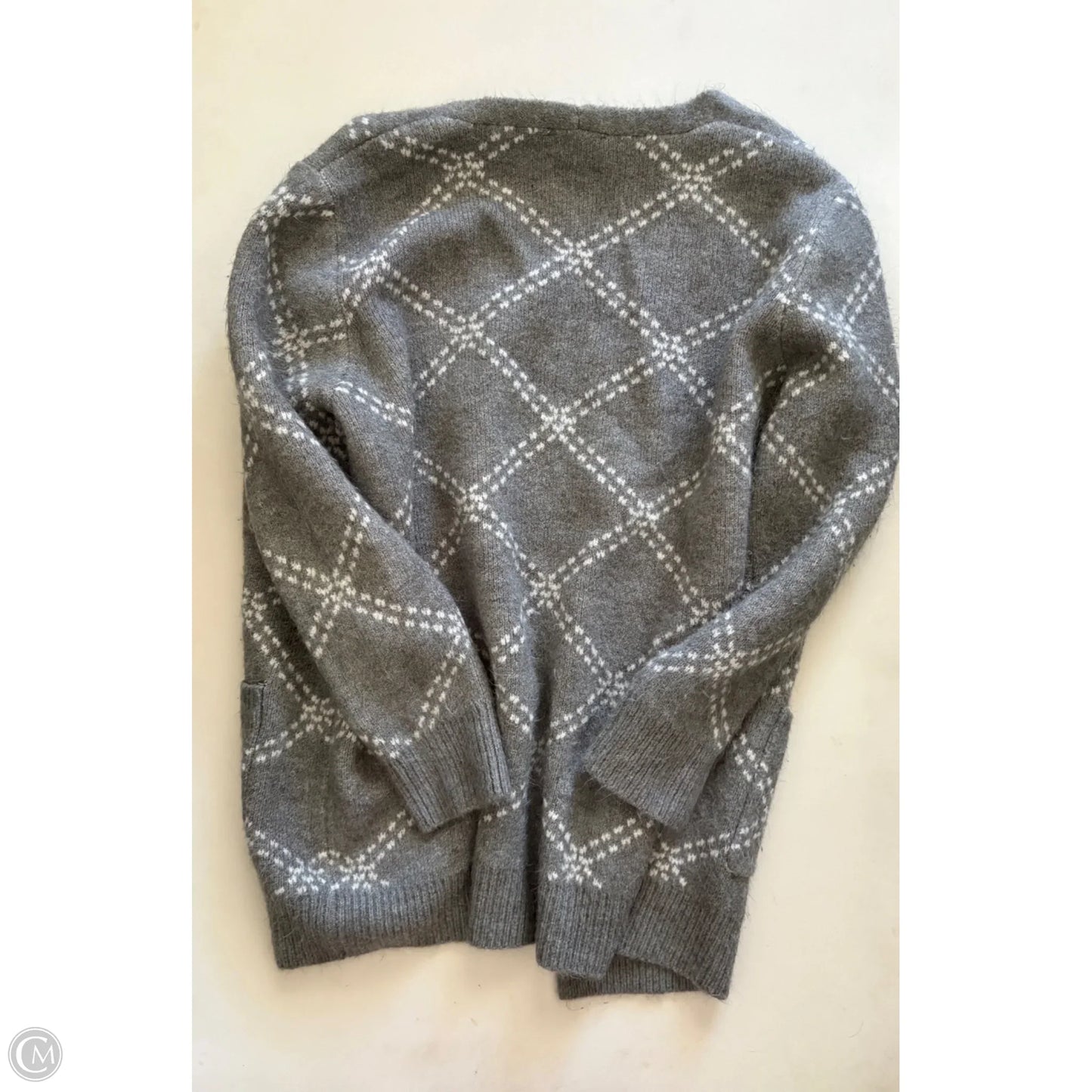 Sweater Cardigan By Loft In Grey, Size: L
