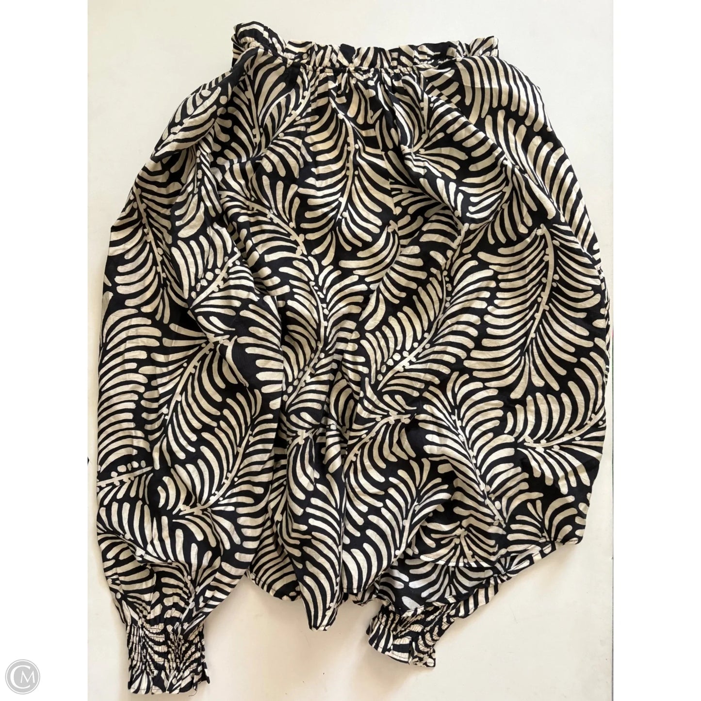 Blouse Long Sleeve By H&m In Black & Cream, Size: Xl