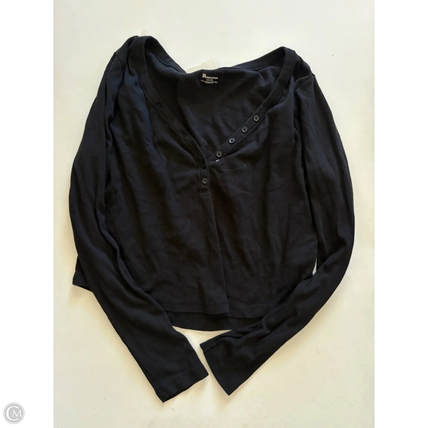 Top Long Sleeve By No Boundaries In Black, Size: 2x