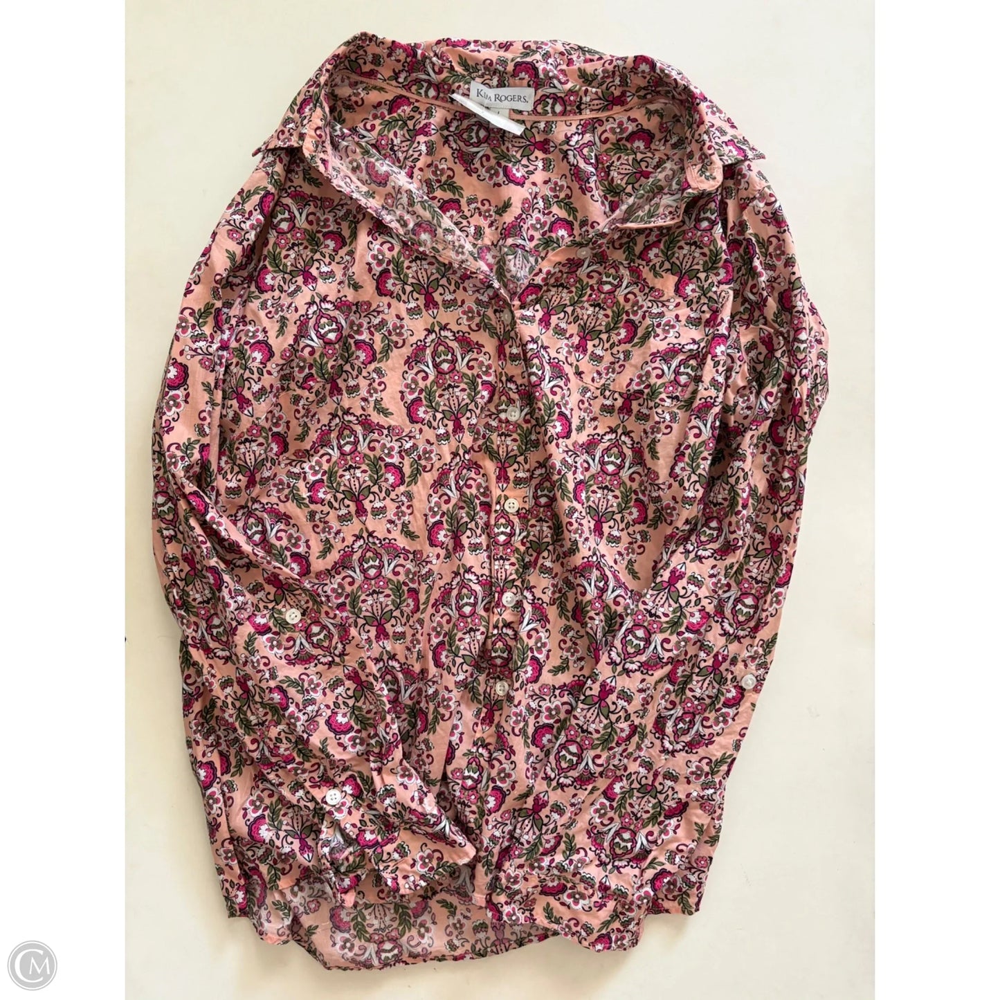 Top Long Sleeve By Kim Rogers In Floral Print, Size: L