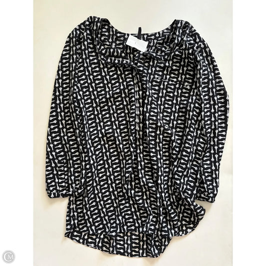 Blouse Long Sleeve By Not Your Daughters Jeans In Black & White, Size: L