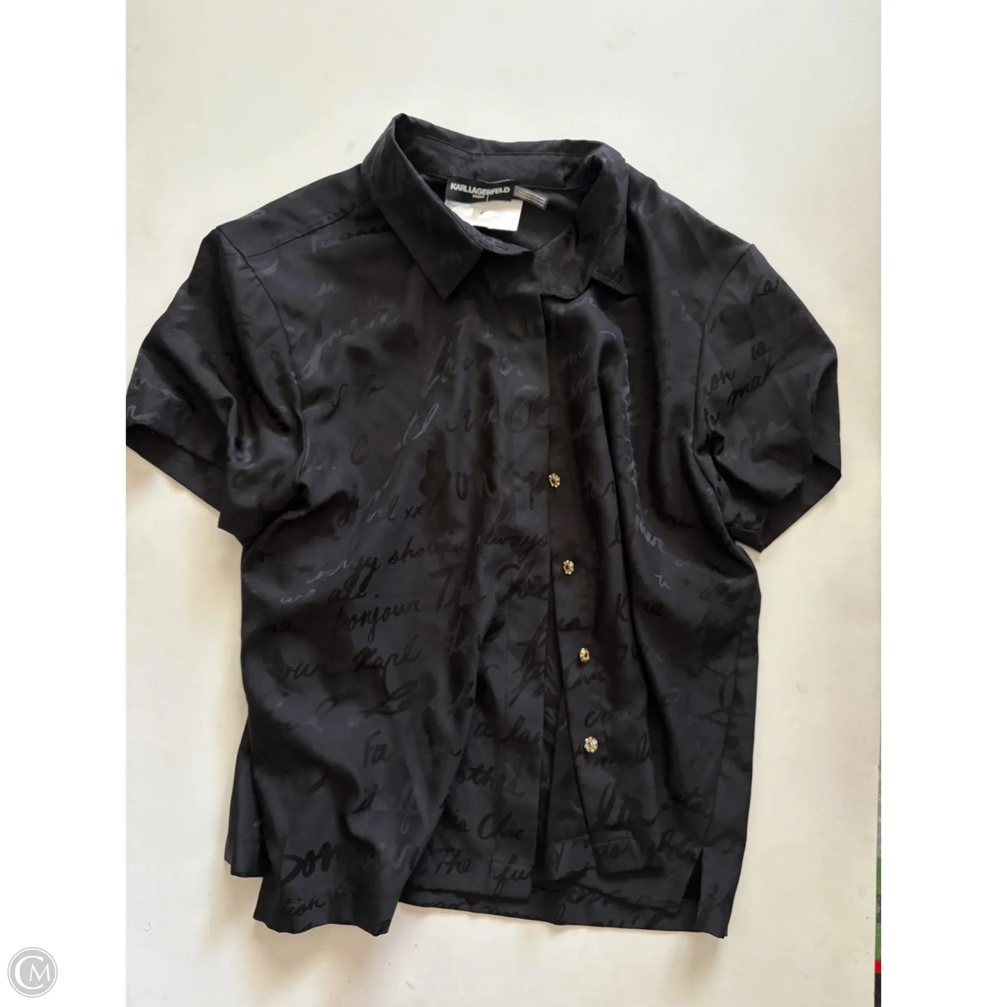 Blouse Designer By Karl Lagerfeld In Black, Size: M