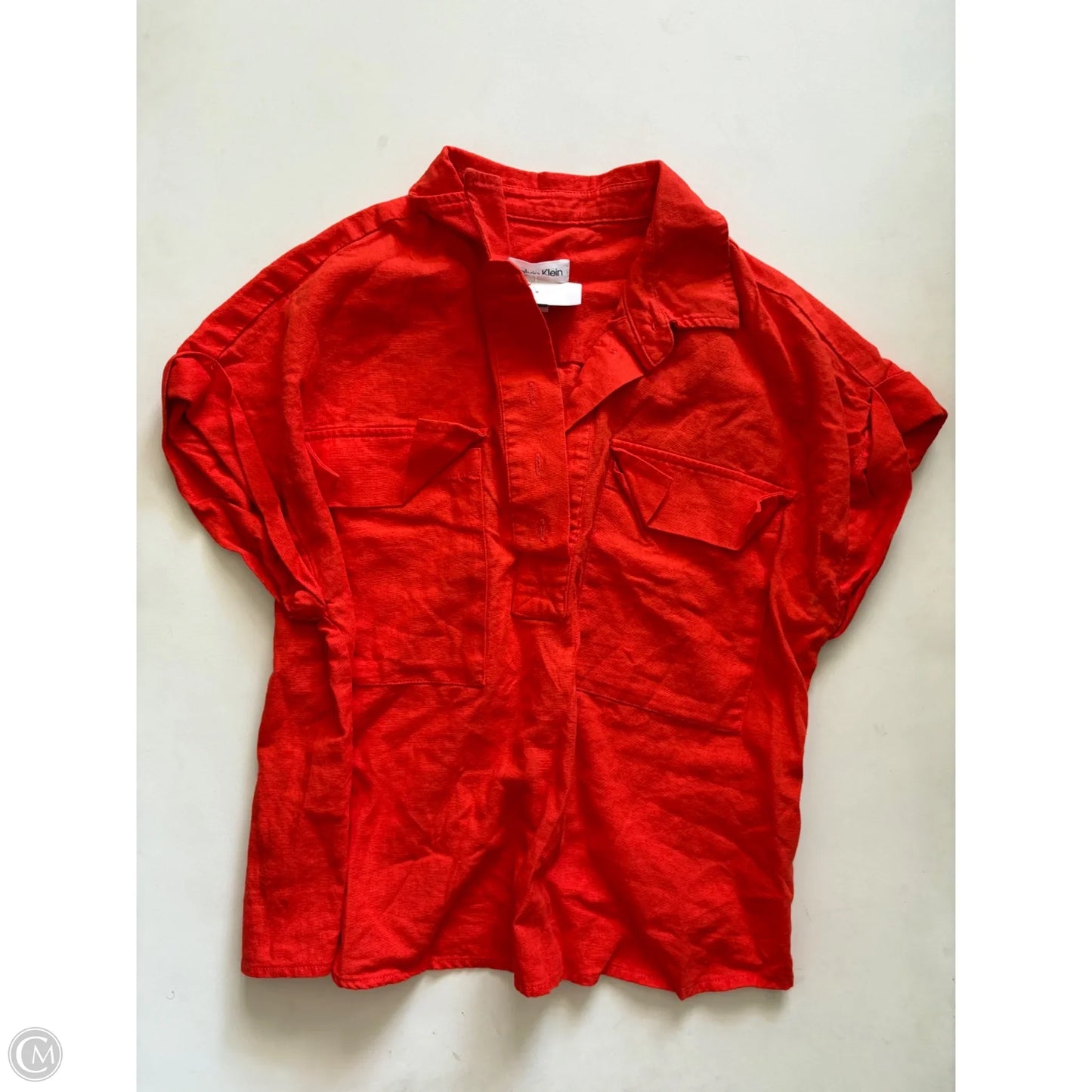 Top Short Sleeve By Calvin Klein In Orange, Size: L