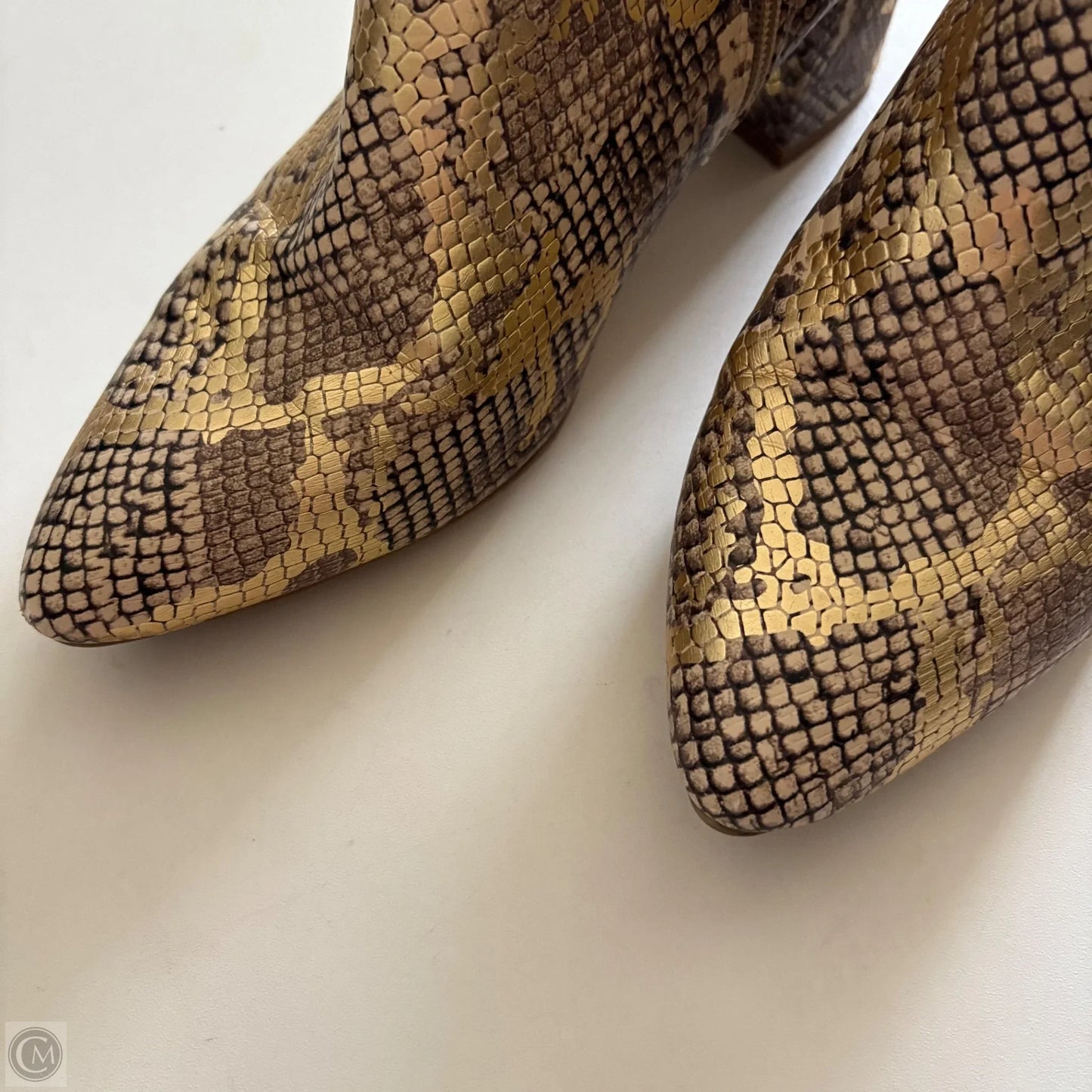 Boots Ankle Heels By Bamboo In Gold, Size: 9