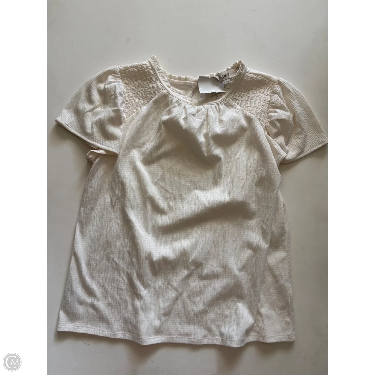 Top Short Sleeve By Loft In Cream, Size: Xs