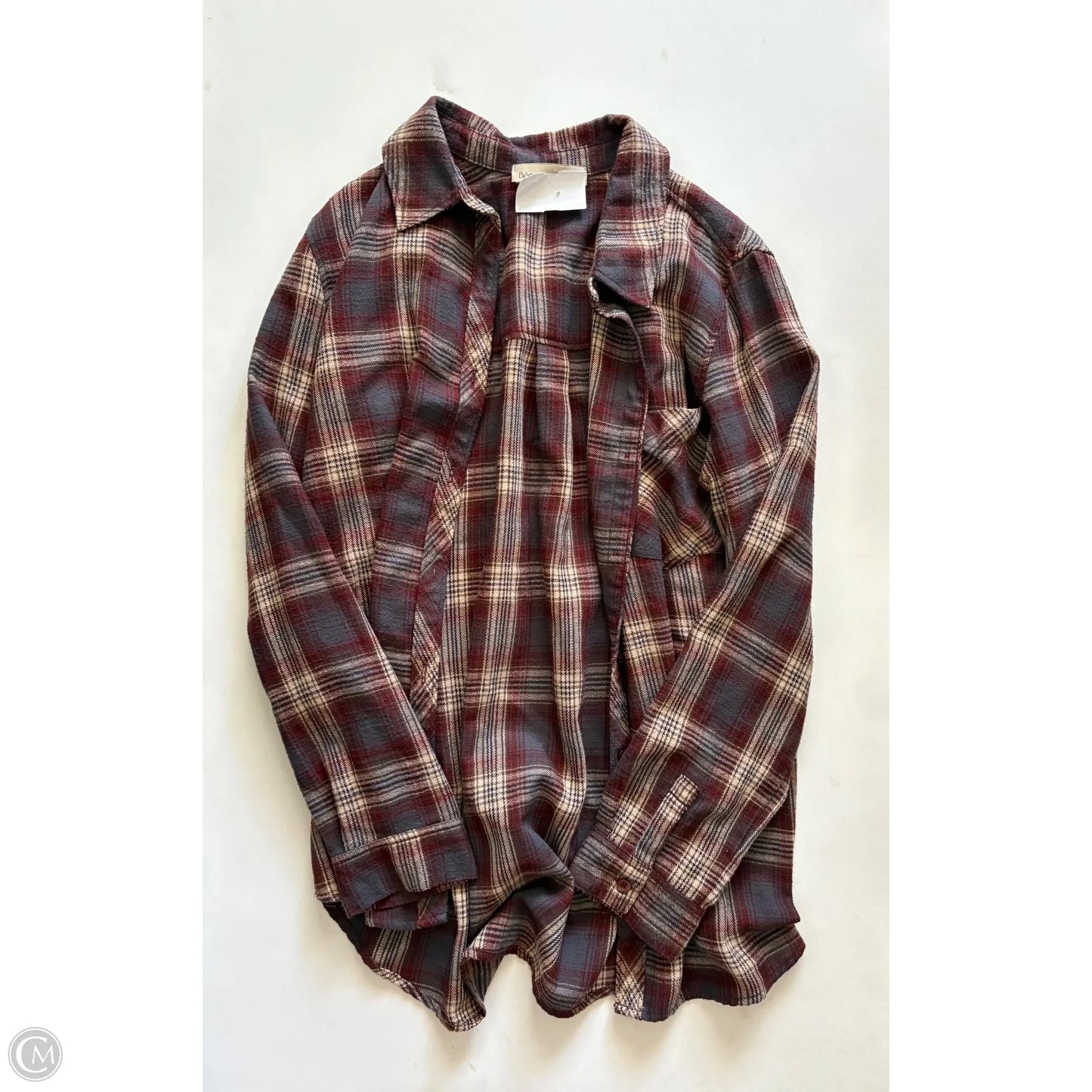 Top Long Sleeve By Be Cool In Plaid Pattern, Size: M