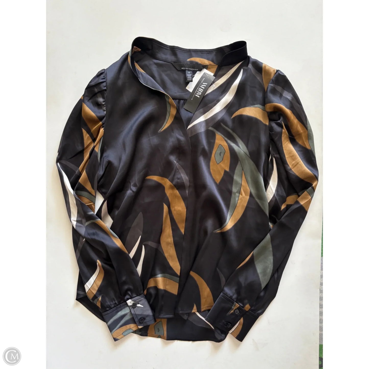Blouse Long Sleeve By White House Black Market In Black, Size: 10