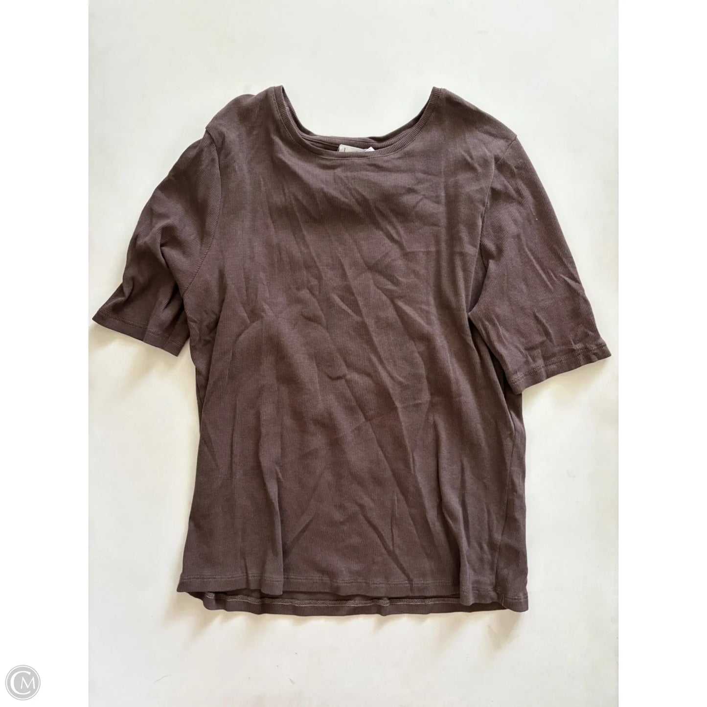 Top Short Sleeve By Nicole Miller In Brown, Size: Xl