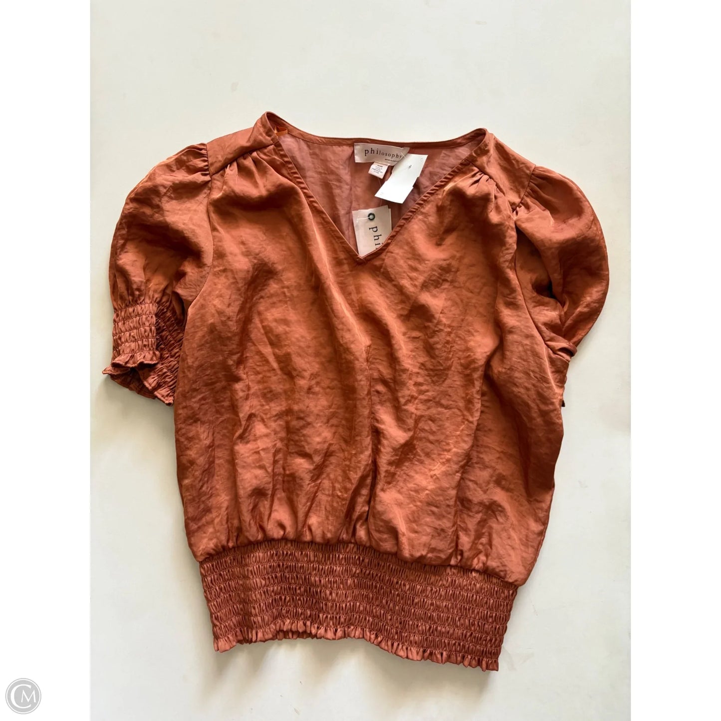 Blouse Short Sleeve By Philosophy In Bronze, Size: M