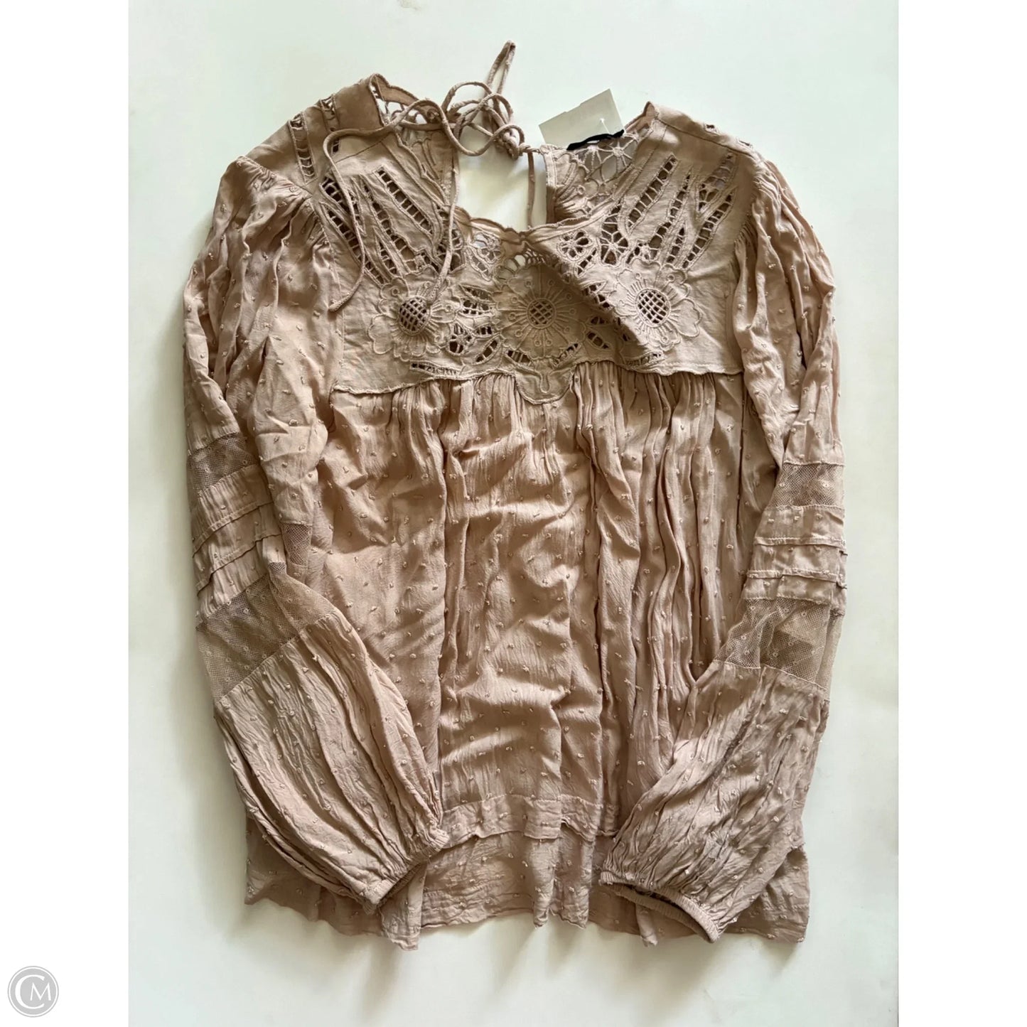 Top Long Sleeve By Miss Me In Tan, Size: L