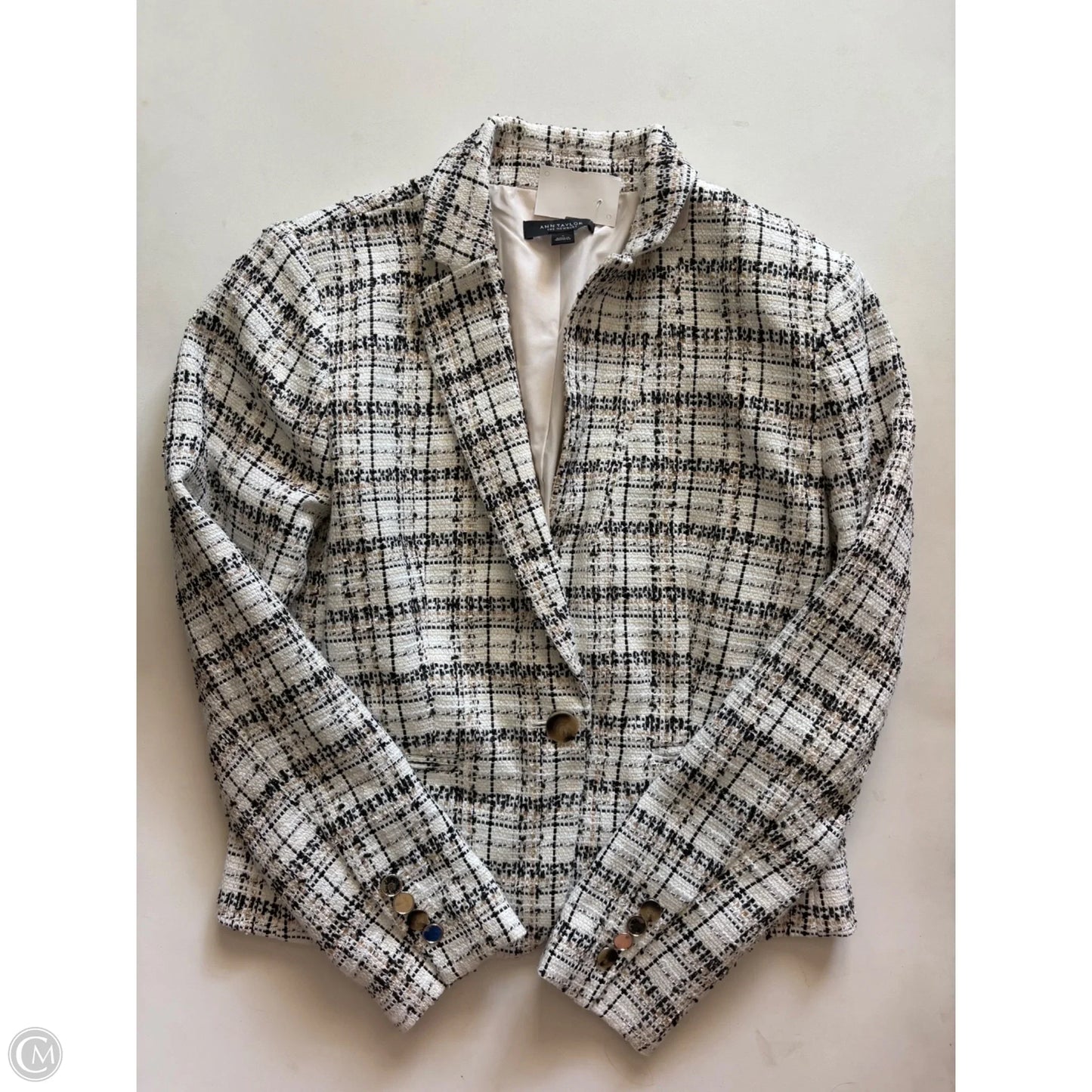 Blazer By Ann Taylor In Plaid Pattern, Size: 4