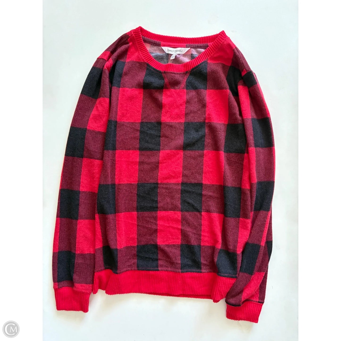 Sweater By Emily Daniels In Plaid Pattern, Size: Lp