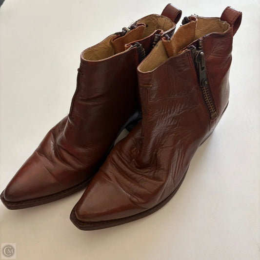 Boots Ankle Heels By Frye In Brown, Size: 8.5