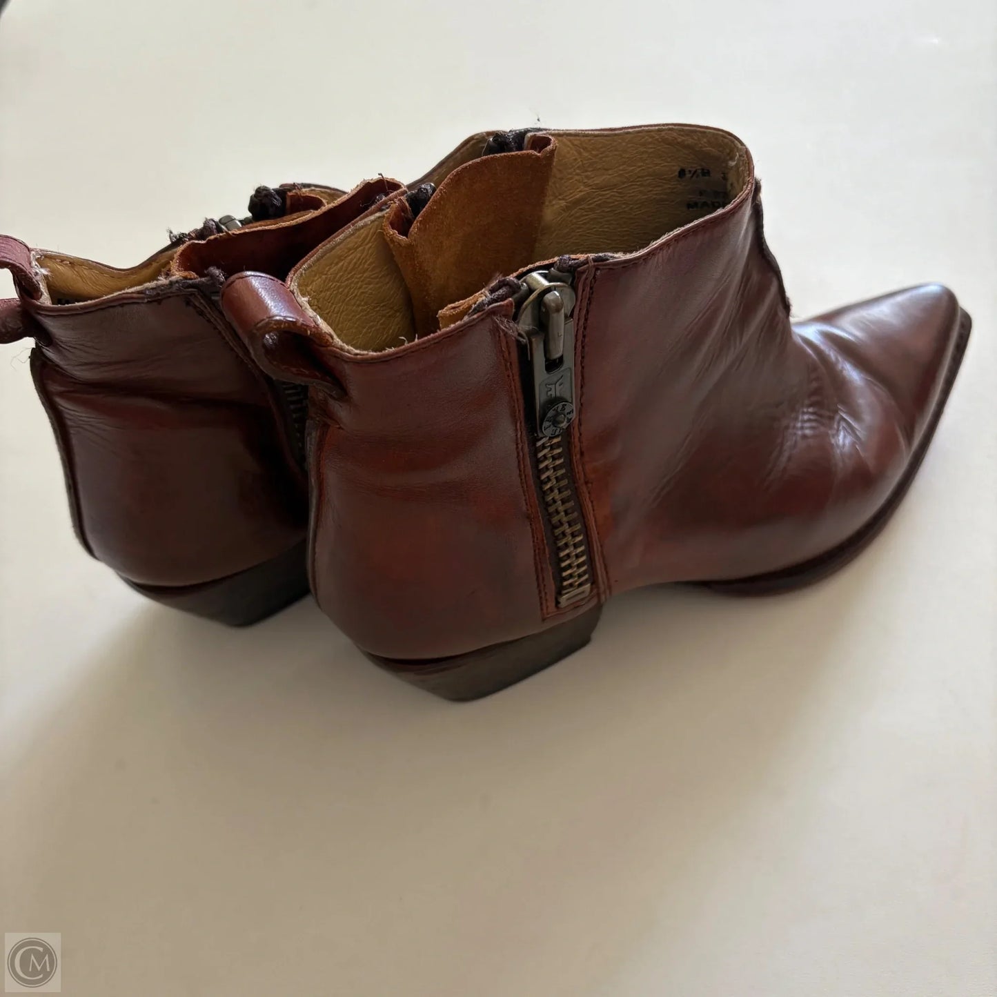 Boots Ankle Heels By Frye In Brown, Size: 8.5
