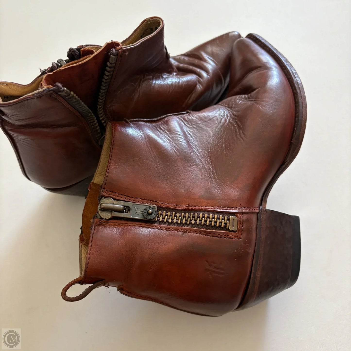Boots Ankle Heels By Frye In Brown, Size: 8.5