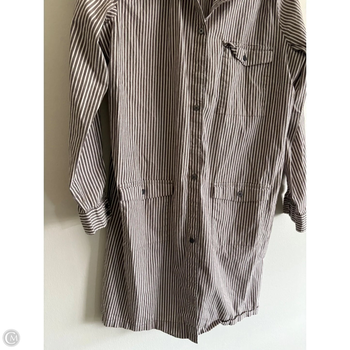 Dress Casual Midi By Loft In Striped Pattern, Size: 14