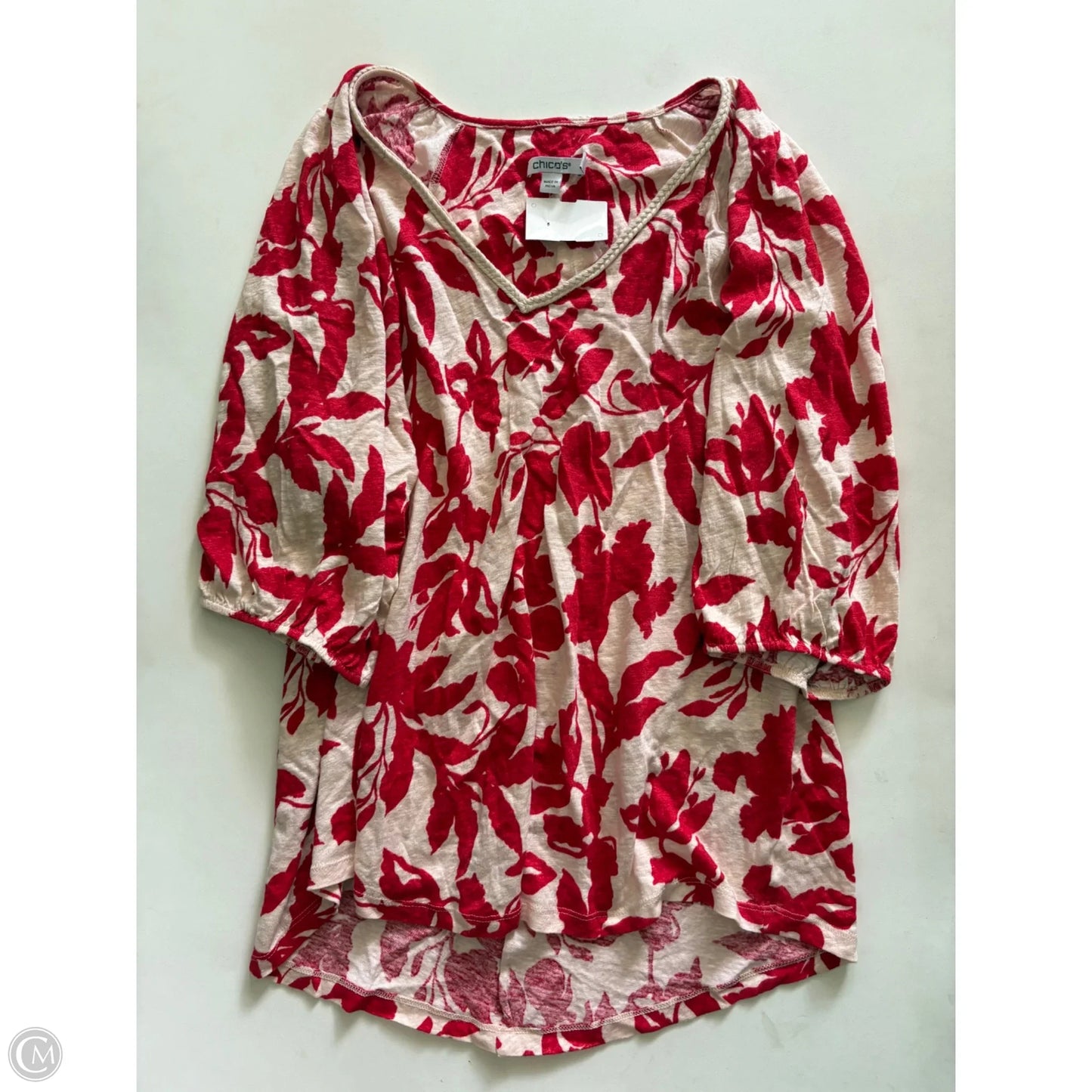 Top Short Sleeve By Chicos In Red, Size: Xl