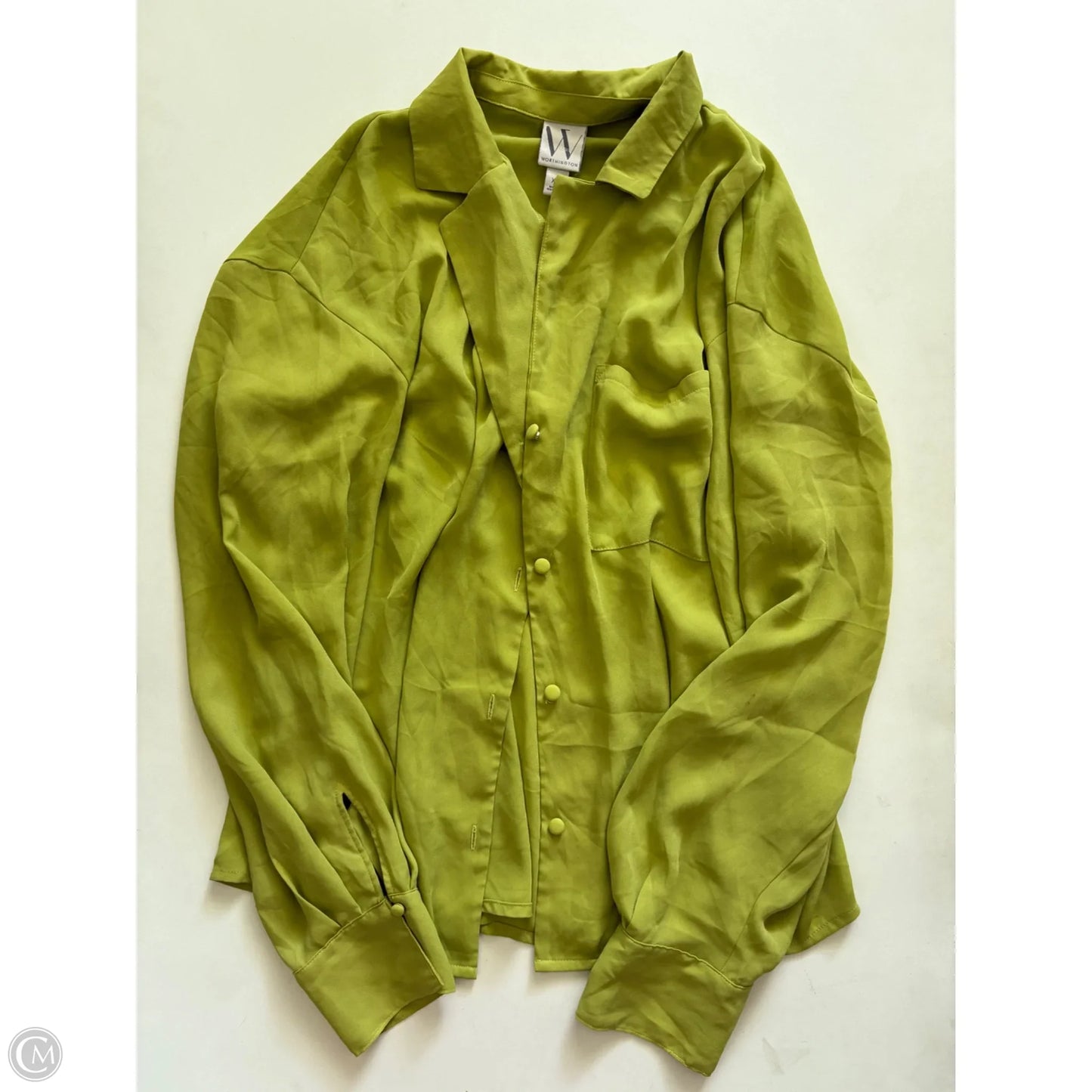 Blouse Long Sleeve By Worthington In Green, Size: 2x