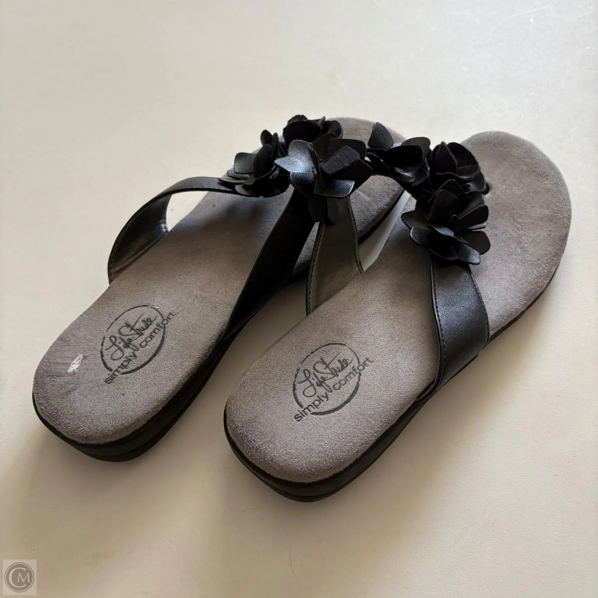 Sandals Flip Flops By Life Stride In Black, Size: 8.5