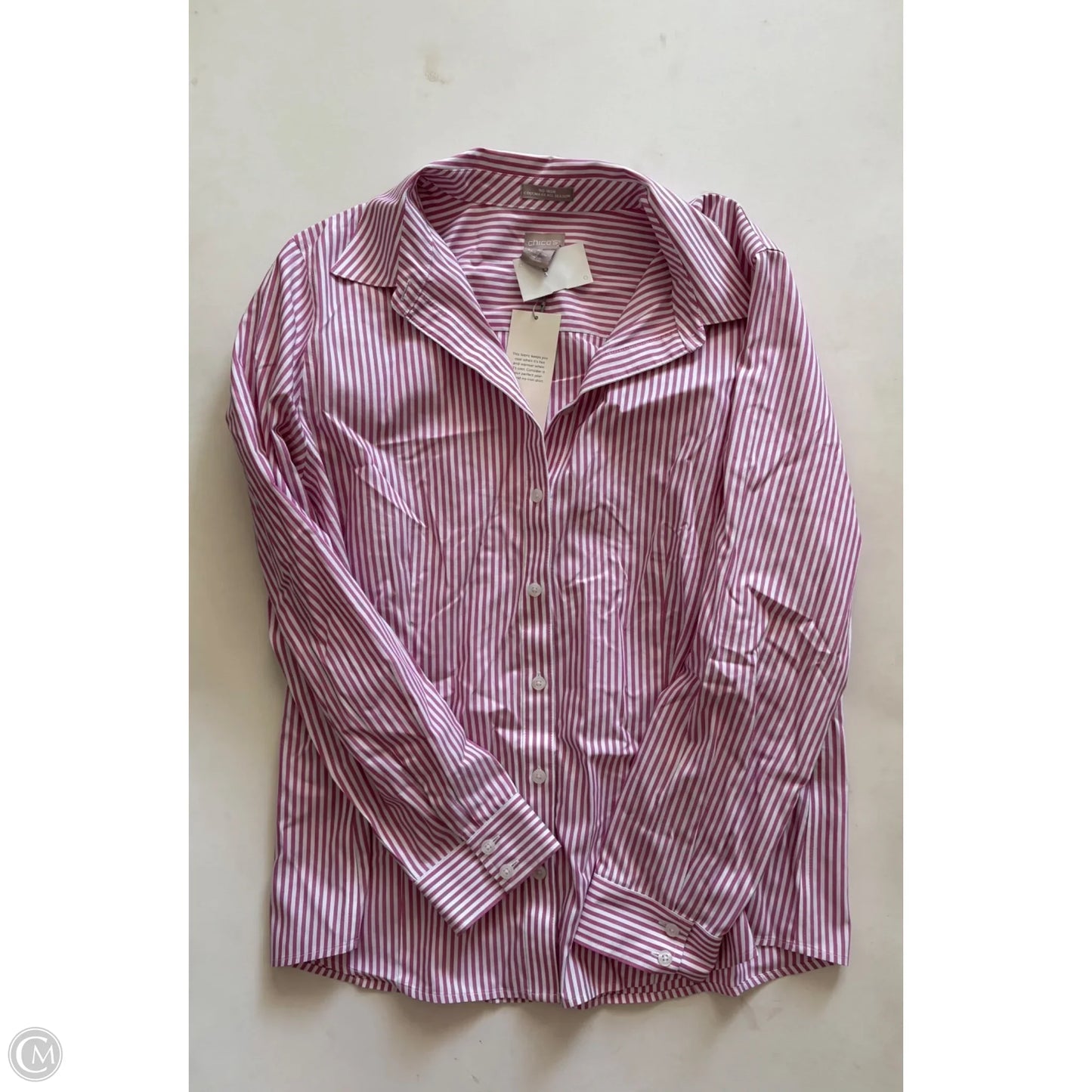 Top Long Sleeve By Chicos In Striped Pattern, Size: L