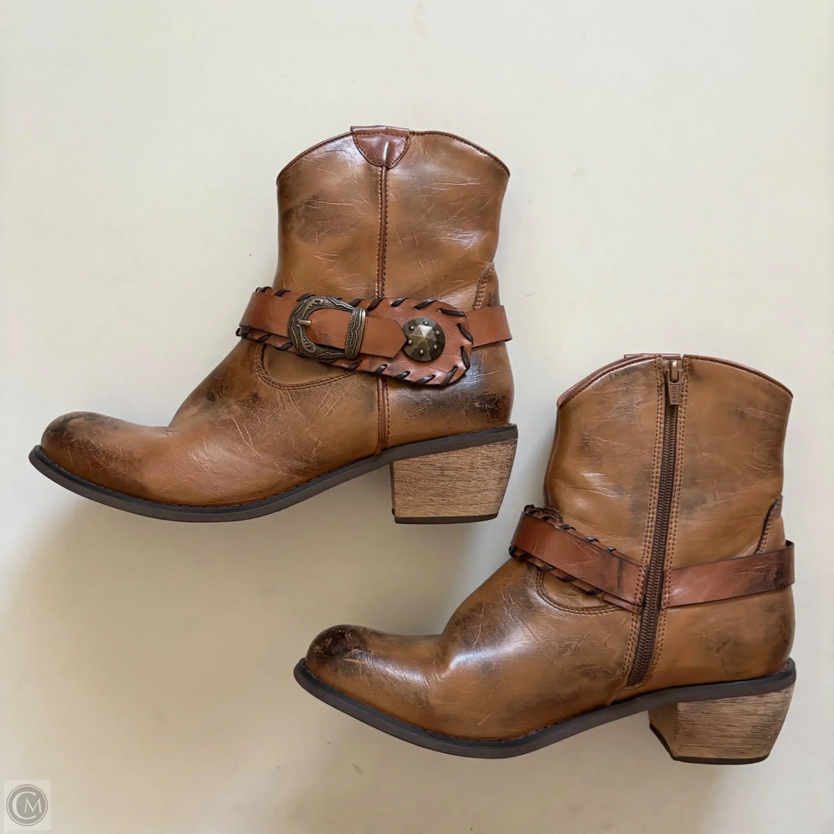Boots Ankle Heels By Roper In Brown, Size: 9