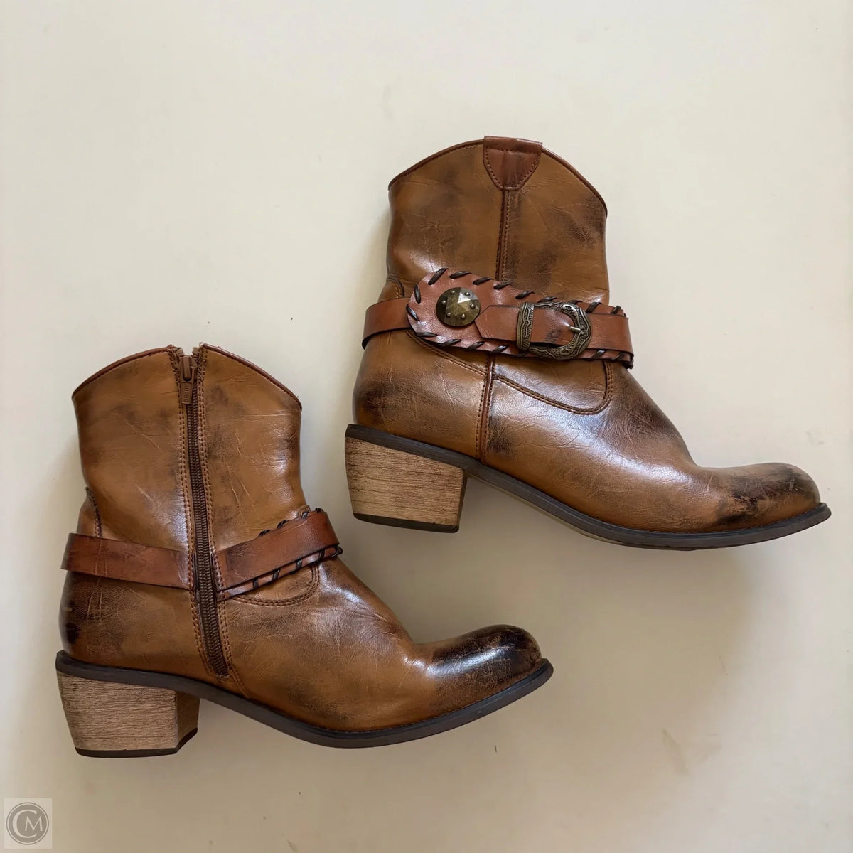 Boots Ankle Heels By Roper In Brown, Size: 9