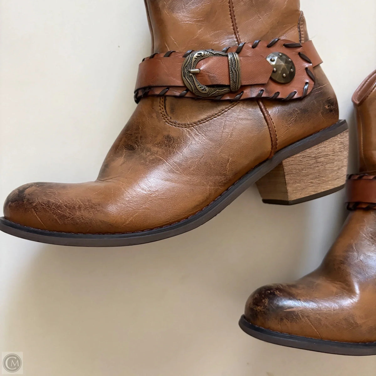 Boots Ankle Heels By Roper In Brown, Size: 9
