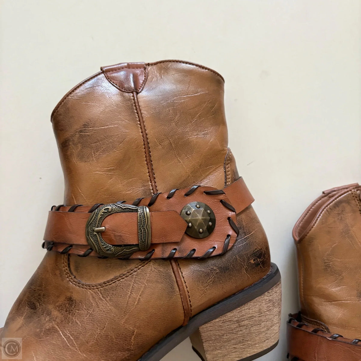 Boots Ankle Heels By Roper In Brown, Size: 9