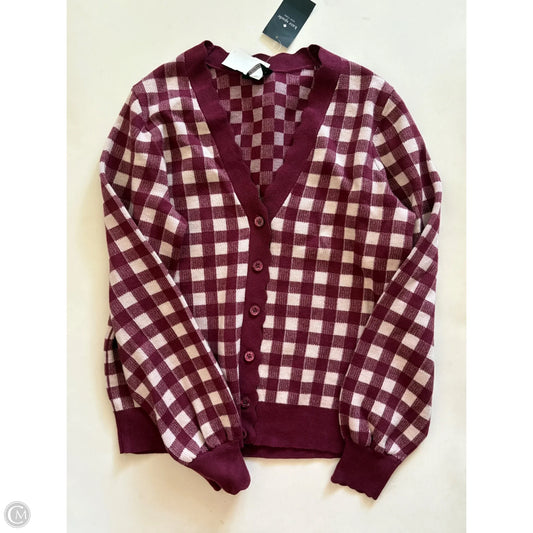 Sweater Cardigan Designer By Kate Spade In Plaid Pattern, Size: Xs