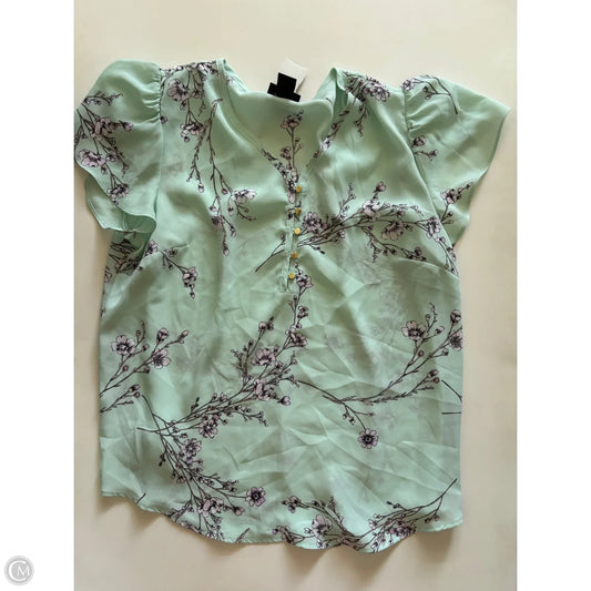 Blouse Short Sleeve By Liz Claiborne In Green, Size: M