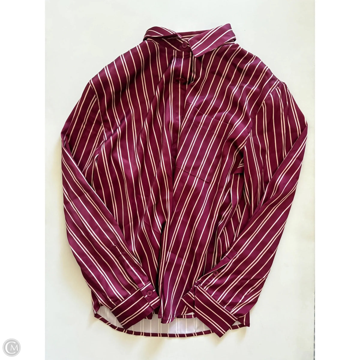 Blouse Long Sleeve By Sitrus In Striped Pattern, Size: M