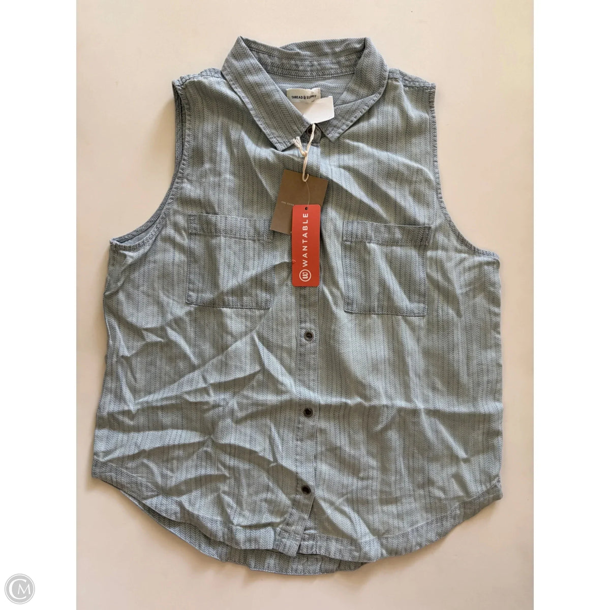 Top Sleeveless By Thread And Supply In Striped Pattern, Size: M