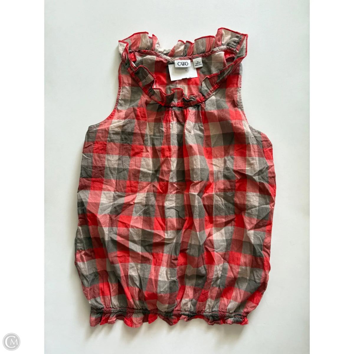 Top Sleeveless By Cato In Plaid Pattern, Size: M