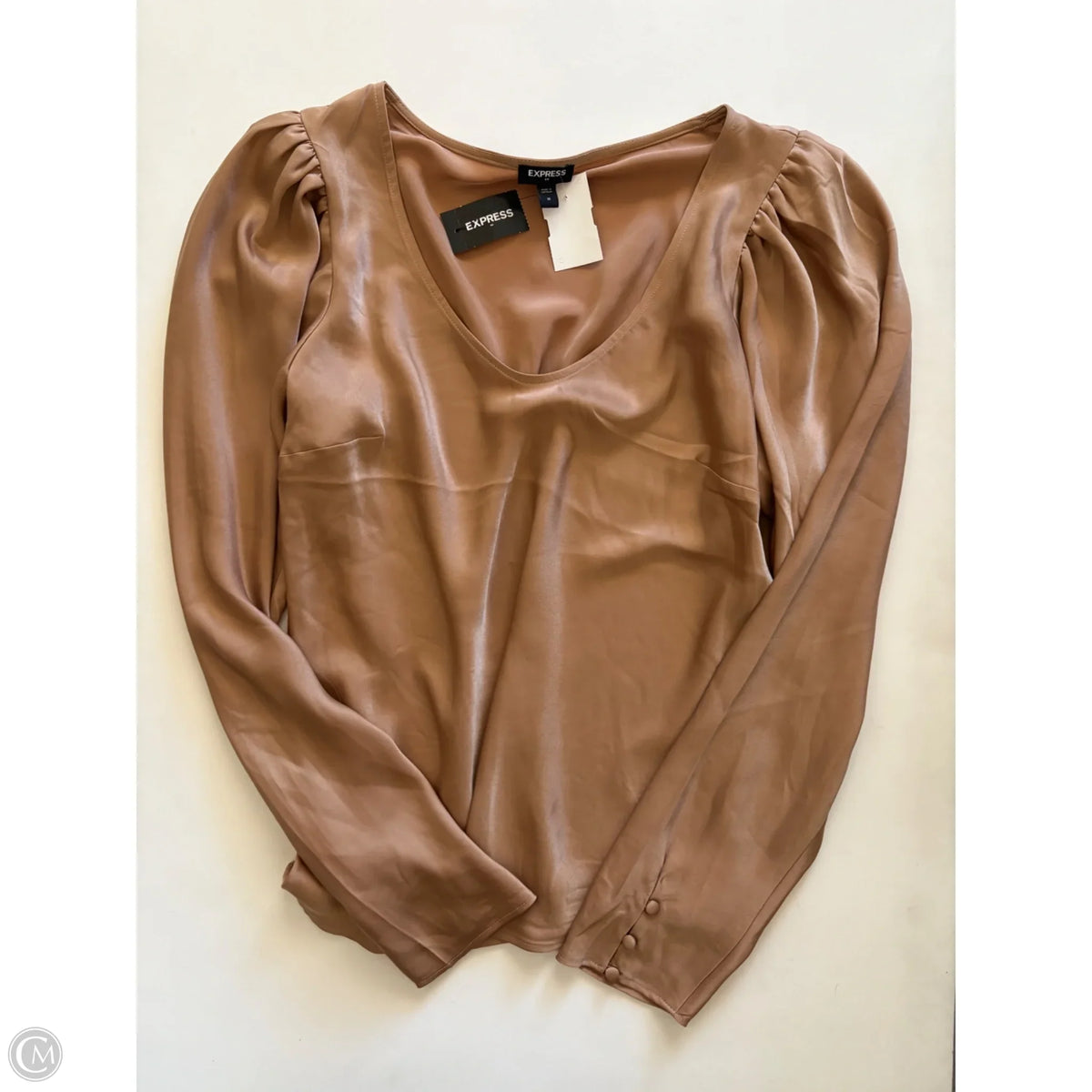 Blouse Long Sleeve By Express In Brown, Size: M