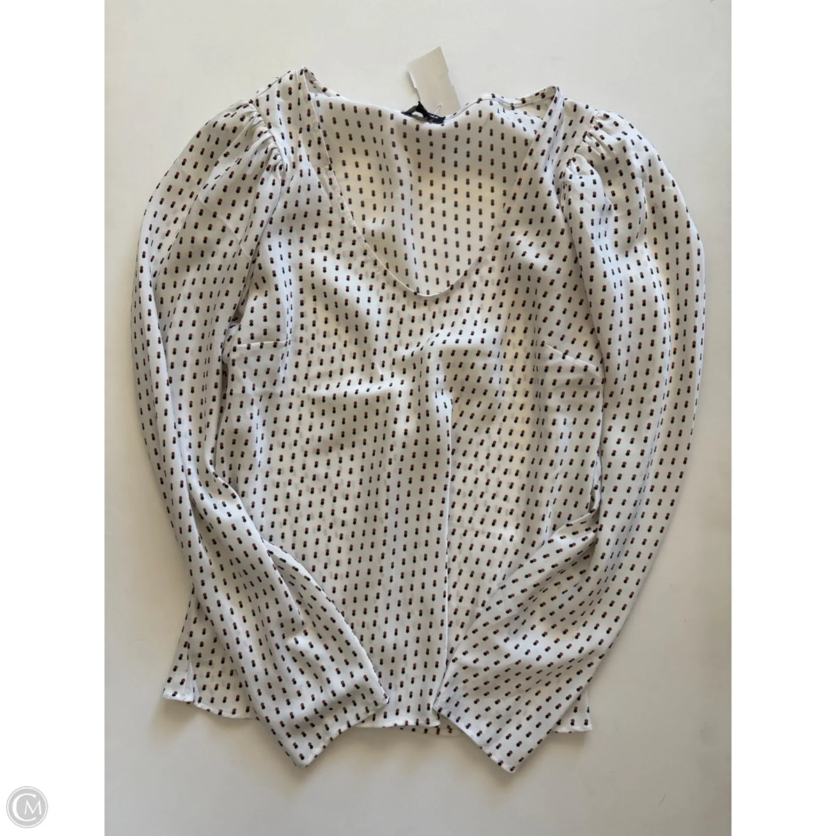 Blouse Long Sleeve By Express In Polkadot Pattern, Size: M