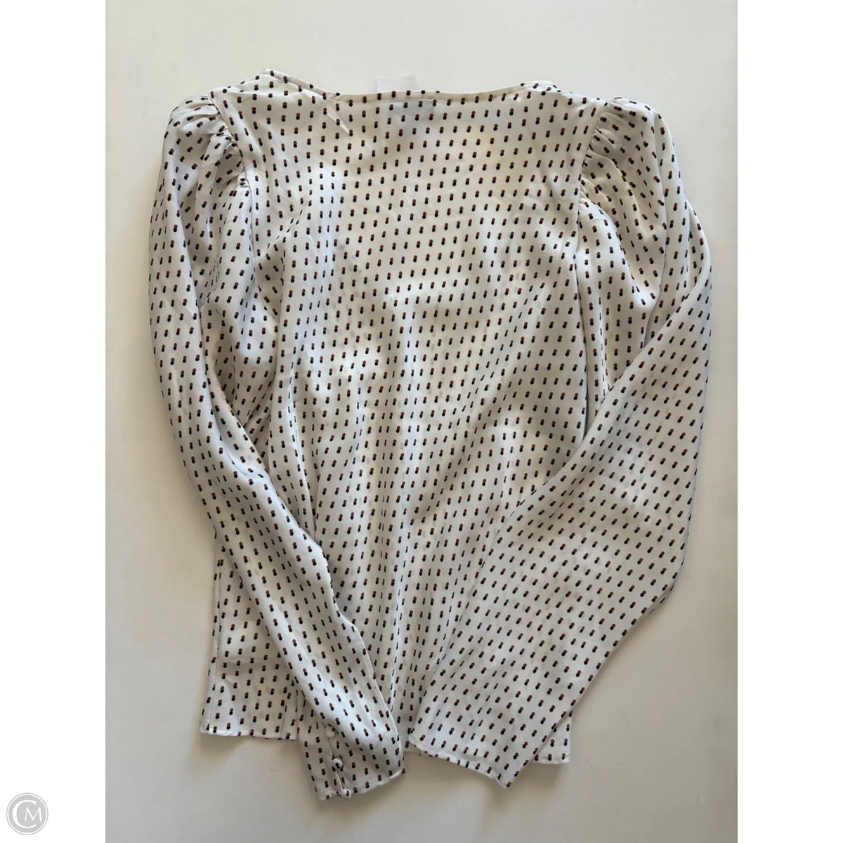 Blouse Long Sleeve By Express In Polkadot Pattern, Size: M