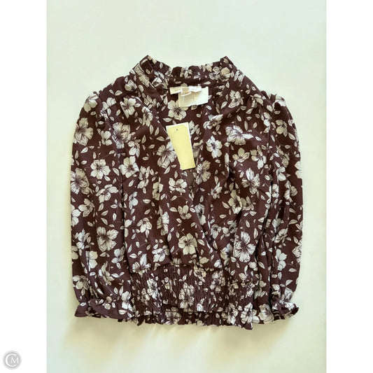Top Long Sleeve By Monteau In Brown, Size: M