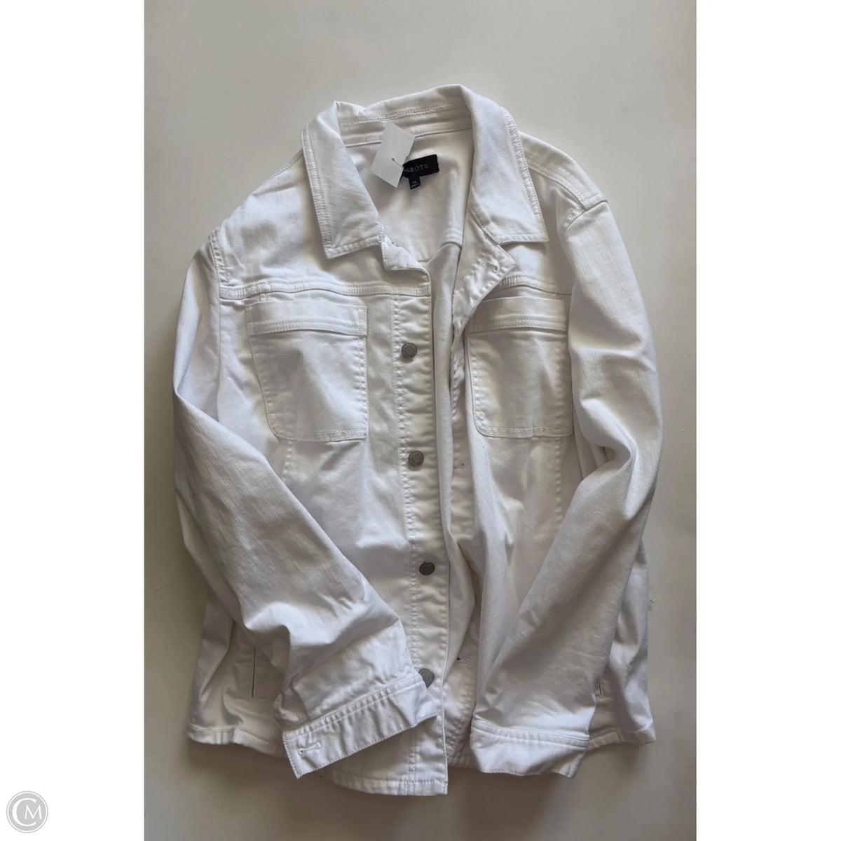 Jacket Denim By Talbots In White, Size: Xl
