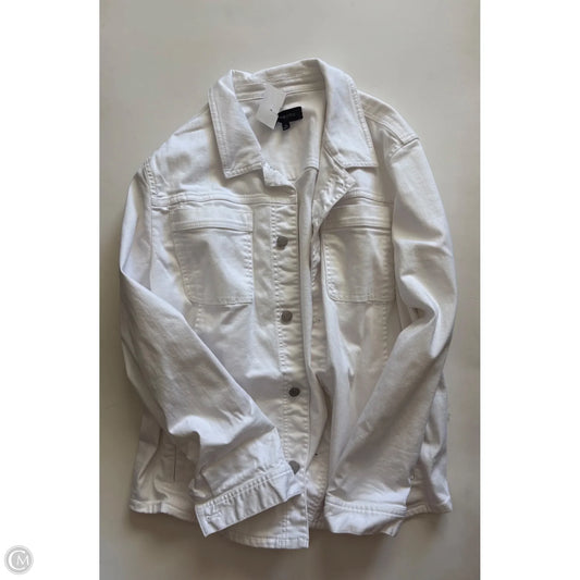Jacket Denim By Talbots In White, Size: Xl