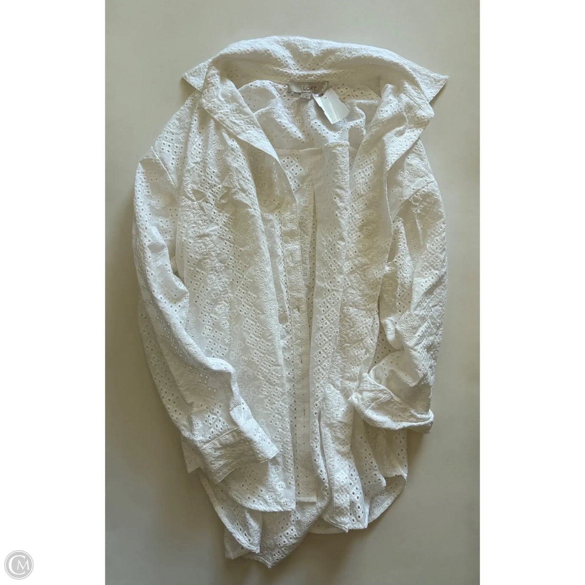 Top Long Sleeve By Loft In White, Size: M