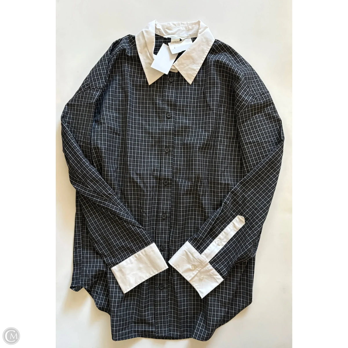 Top Long Sleeve By H&m In Plaid Pattern, Size: M