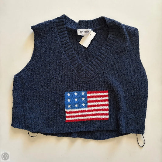 Vest Sweater By Day + Moon In Blue, Size: L