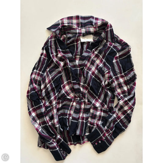 Top Long Sleeve By Jessica Simpson In Plaid Pattern, Size: L